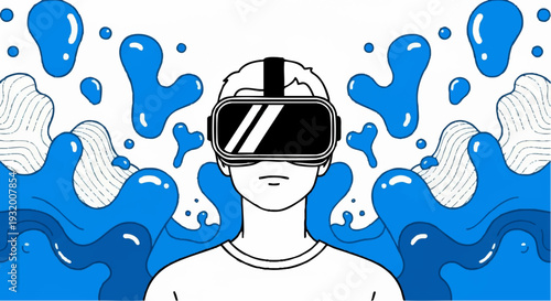 Person wearing virtual reality headset exploring digital world.