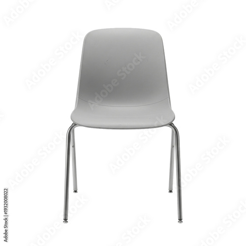 Minimalist Grey Plastic Classroom Chair Isolated