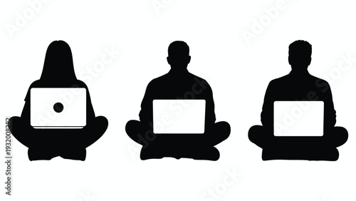 Business Conference Seated Audience Silhouette Vector Professional Seminar Attendees Illustration Corporate Training Group EPS Workshop People Sitting