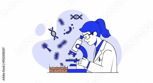 Scientist examining microorganisms under a microscope in a laboratory setting.