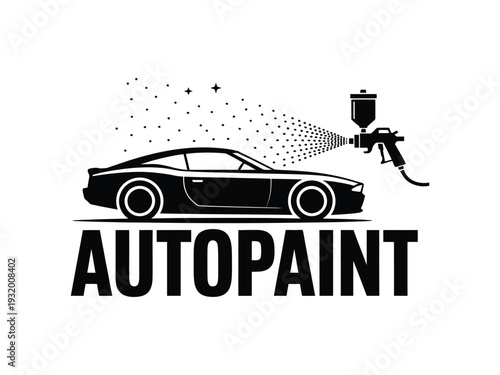 Automotive paint spray gun works on sports car.
