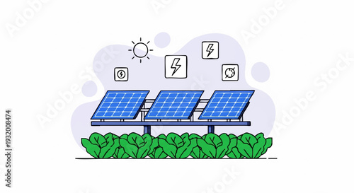 Solar Panels Generating Clean Energy Under The Sun.