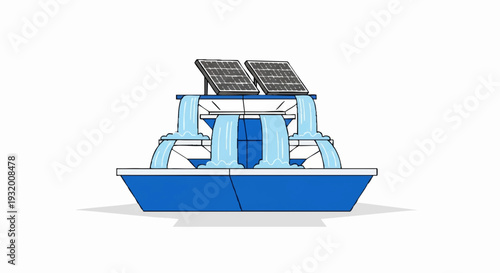 Solar Powered Water Aerator with Blue Floating Platform.