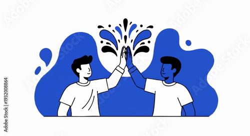 Two men giving each other a high five celebration.