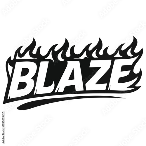 Fiery stylized text logo with dynamic flames and bold typography design perfect for sports teams posters or energetic branding projects