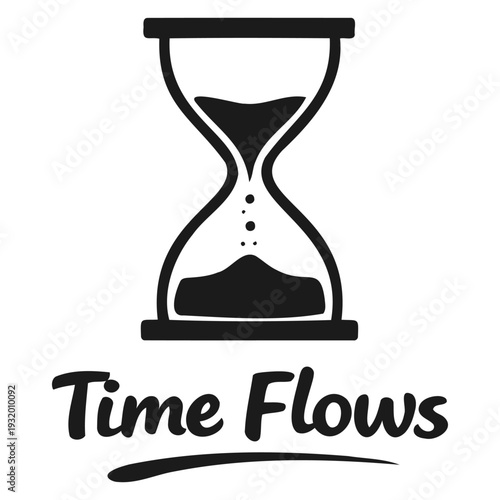 Illustration of a classic hourglass with sand flowing representing the passage of time concept isolated design