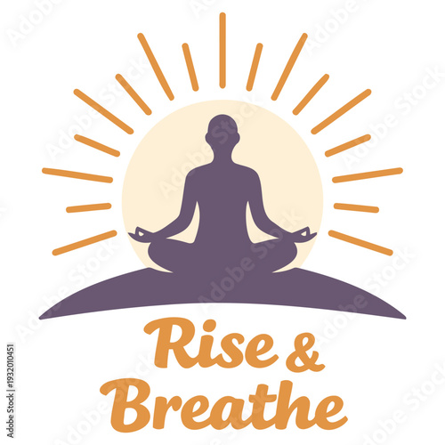 Illustration of a person meditating in lotus position with a glowing sunrise aura representing mindfulness and relaxation practice