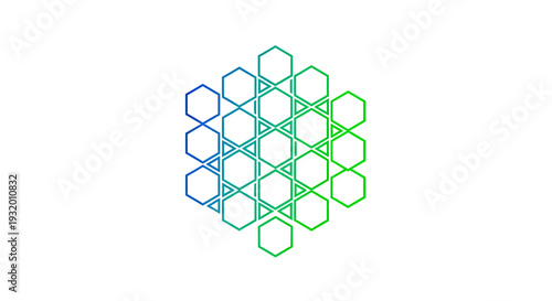 Gradient hexagonal pattern of intersecting lines, a geometric graphic on a white background