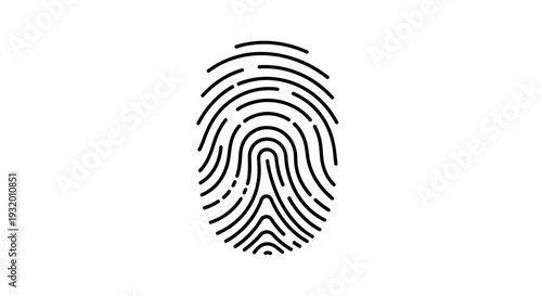 A black and white illustration of a fingerprint on a white background
