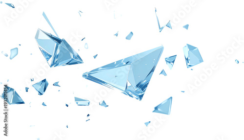 Scattered translucent crystalline shards against a stark black background