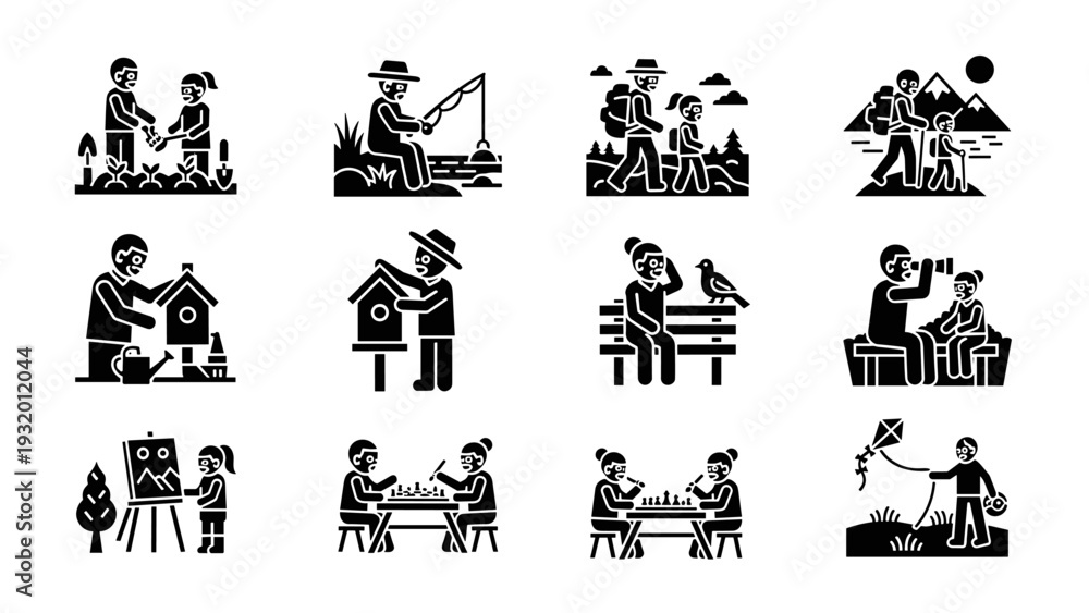 © Maureen - Father and child outdoor activities set in silhouette style © Maureen - Father and child outdoor activities set in silhouette style