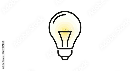 A vector illustration of a light bulb, filled with a gradient, radiating light
