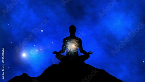 Wallpaper Mural Meditation Silhouette with Radiant Inner Light  Spiritual Energy and Cosmic Connection on Hilltop Torontodigital.ca
