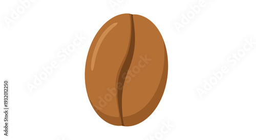 A single coffee bean illustration with a central groove, brown color, on a white backdrop