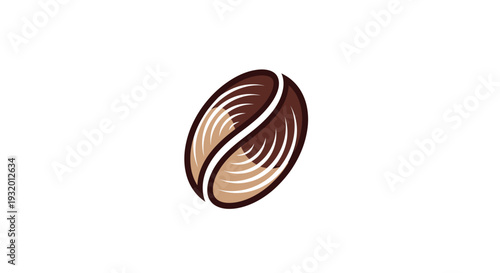 A stylized illustration of a coffee bean, featuring brown and beige hues with white background
