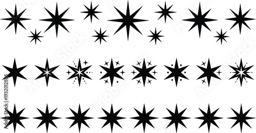 Black and white stylized silhouette illustration of French fries containers and individual fries arranged as a puzzle, perfect for food, logic, and design purposes