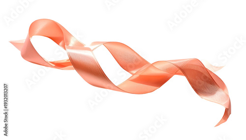 Floating, elegant peach satin ribbon with blurred edges against a black background