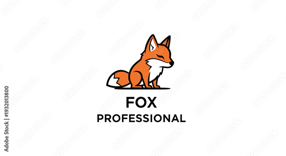 Obraz premium A minimalist orange fox with a white chest, set on a simple background. 