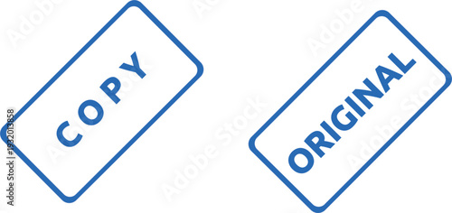 Business Stamp ORIGINAL and COPY Text Rounded Border Minimalist Blue Watermark Vector