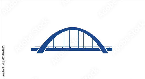 A simple, stylized, blue arch bridge icon. Straight spans connect to the curved arch