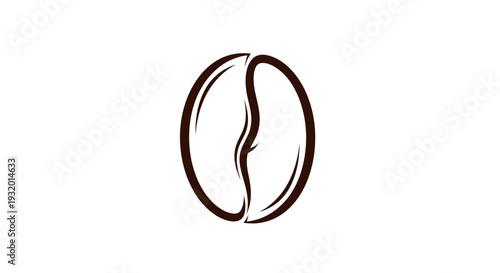 A minimalist depiction of a coffee bean in brown against a stark white backdrop