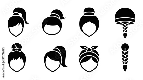 Minimalist silhouette hairstyles collection: modern buns and braids