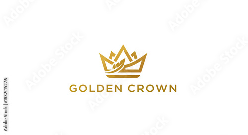 A gold crown illustration with feather element and text "GOLDEN CROWN" centered on a white background