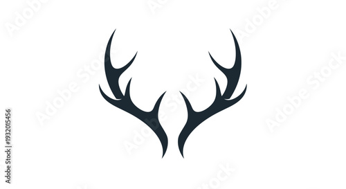 Dark blue symmetrical stylized deer antlers on a white background