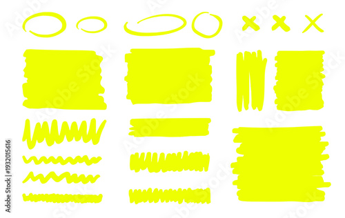 Vector set of highlighter marker strokes
