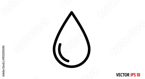 A simple, bold black outline of a water droplet against a white background