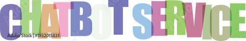 Multicolored chat bot service letters on isolated with various colors