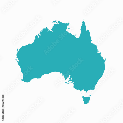Australia Silhouette Map Vector – Soft Teal Continent Outline Illustration