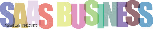 Multicolored saas business text in bold playful font