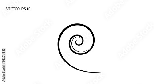 A simple black spiral design on a white background, with text "VECTOR IPS 10" in the upper left