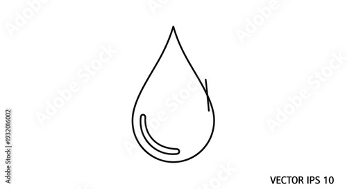A simple black outline drawing of a water droplet against a white background