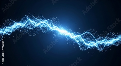 Glowing blue wavy lines of light and energy against a dark background, abstract composition