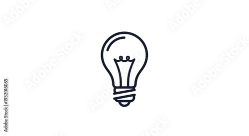 A simple line drawing of a lightbulb. It is black and isolated on a white background