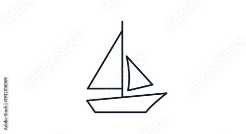 Simple line drawing of a sailboat with sails on white background