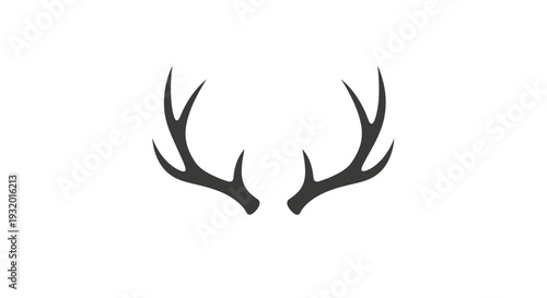 A stylized illustration of a symmetrical pair of deer antlers in a minimalist design