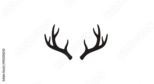 Symmetrical black silhouette of antlers against a white background