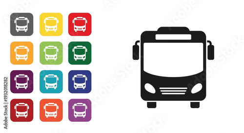 The bus front view graphic shows transportation options clearly.