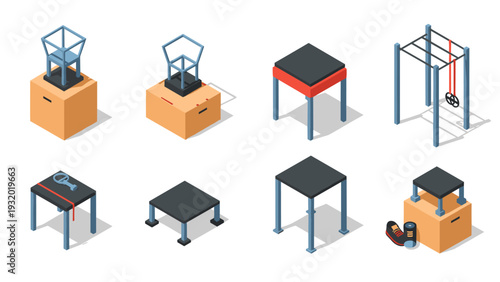 Modern isometric gym equipment set for functional fitness training