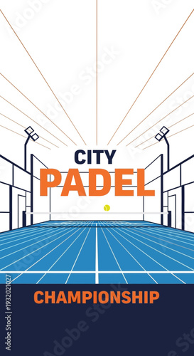 Dynamic Padel Championship Illustration Featuring Stadium Court Design, Visual Appeal, Sport Theme