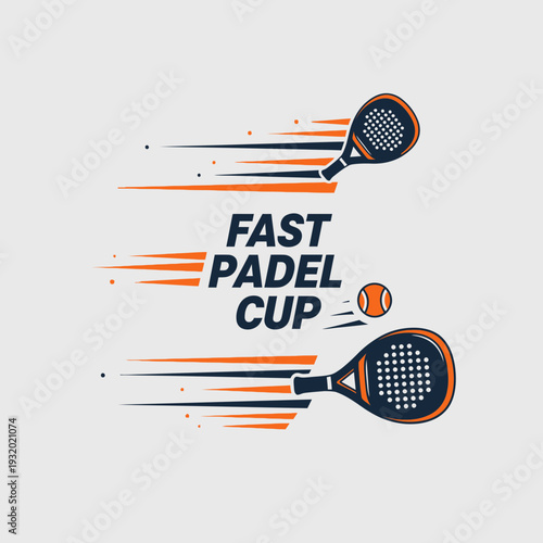 Dynamic Padel Cup Emblem Featuring Rackets, Ball, Speed Lines for Sports Promotion