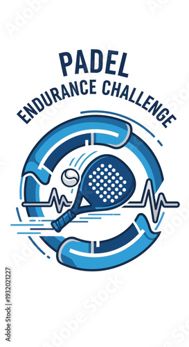 Dynamic Padel Endurance Challenge Design Illustrating Sporty Vigor and Competitive Spirit