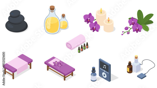 Spa essentials: isometric design of relaxation and wellness elements