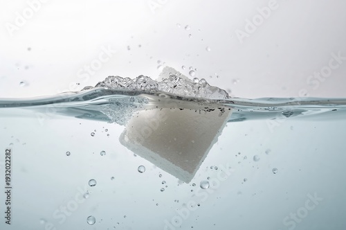Wallpaper Mural Raw sugar cube dissolves as shimmering bubbles gather under soft bright studio lighting Torontodigital.ca
