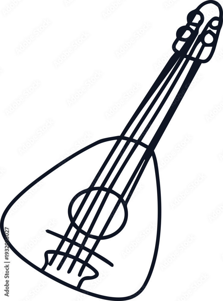 Obraz premium Musical Instrument Mandolin Lute Line Art Simple Icon
