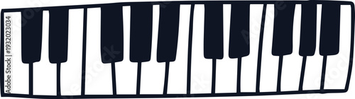Hand Drawn Piano Keyboard Keys Doodle Illustration