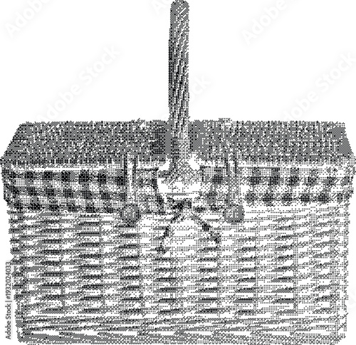 Wicker picnic basket vector illustration isolated on white background